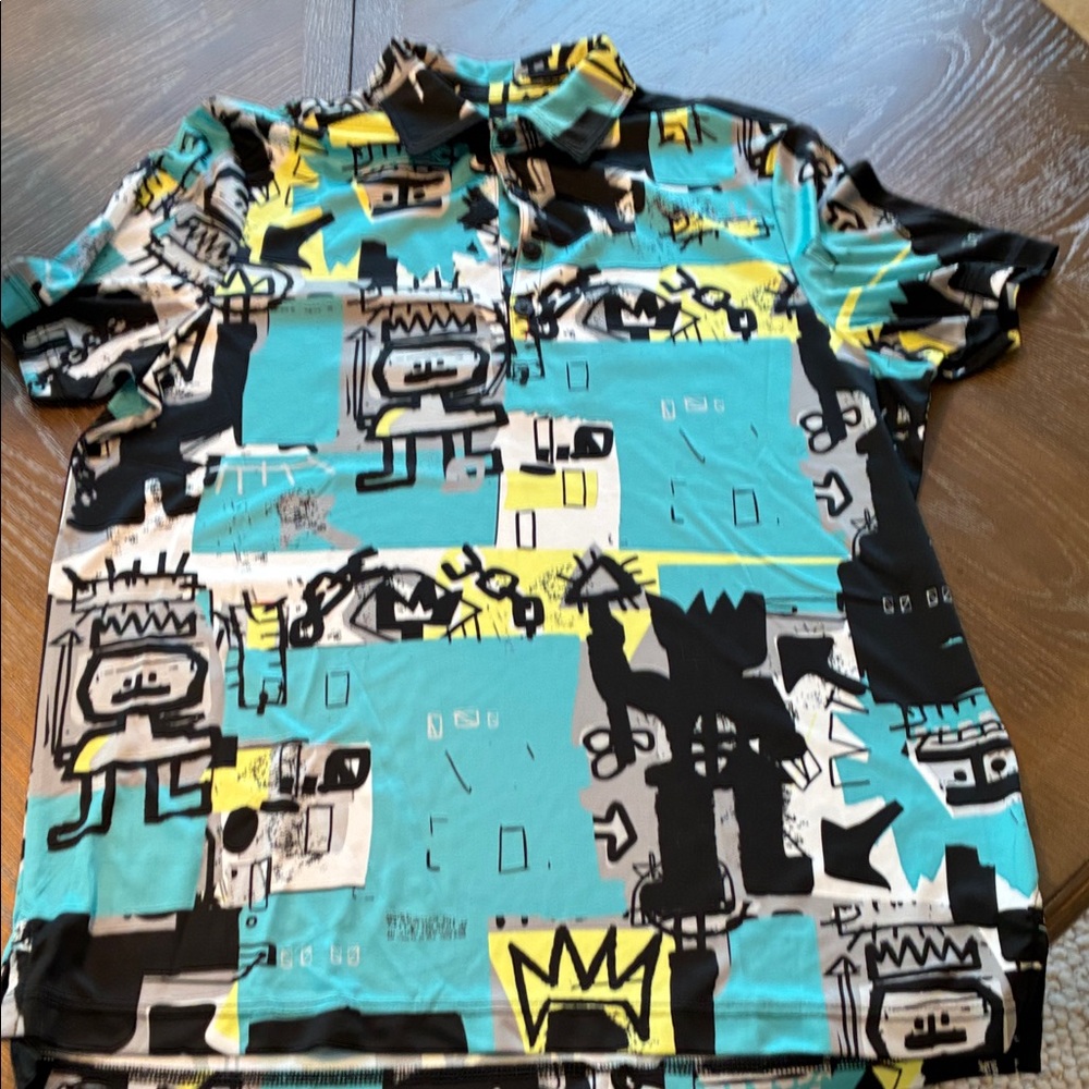 Jamie Sadock Turquoise Graphic Polo Golf Shirt